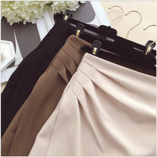 Women's Summer High-Waisted Tall Slimming A-Line Mini Skirt Sexy Medium Length Pleated Asymmetrical One-Step Skirt