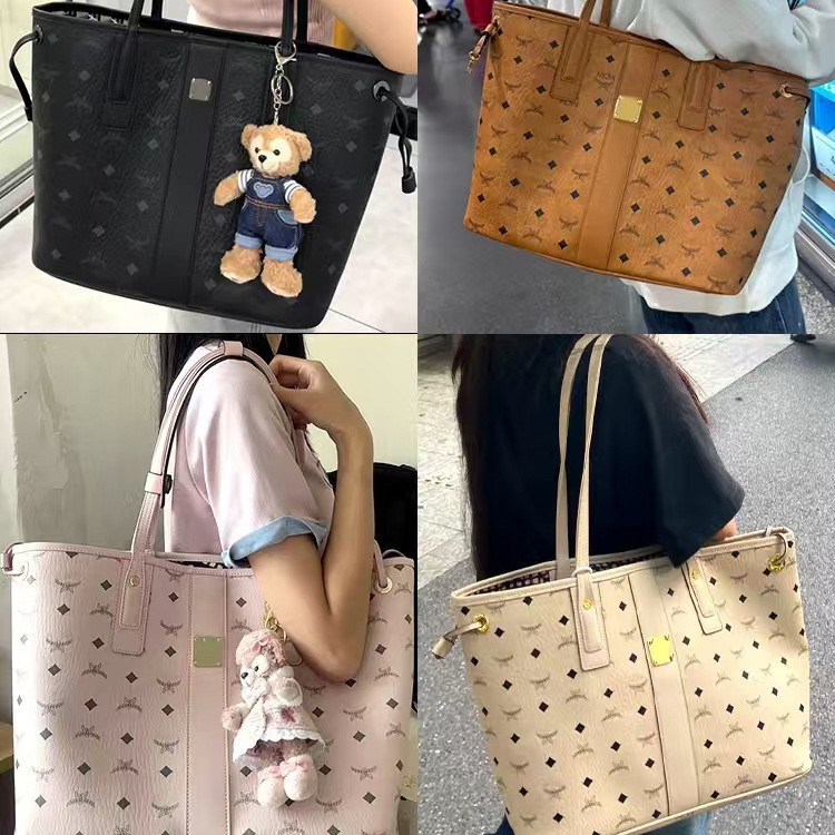 MC印花涤纶子母包托特包大容量通勤女包pvc单肩包女包包欧美复古