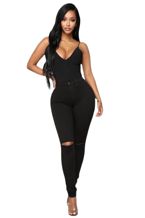 Comercio exterior transfronterizo europeo y americano deseo eBay Amazon mujeres adelgazamiento alto elástico rasgado jeans lápiz Pantalones