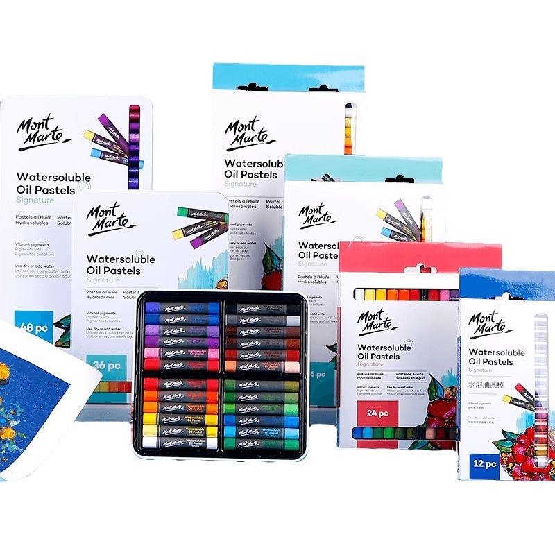 Montmartre soluble en agua palo de pintura a óleo acuarela infantil acuarela de 24 colores barra redonda set de lápiz de pintura a óleo suave