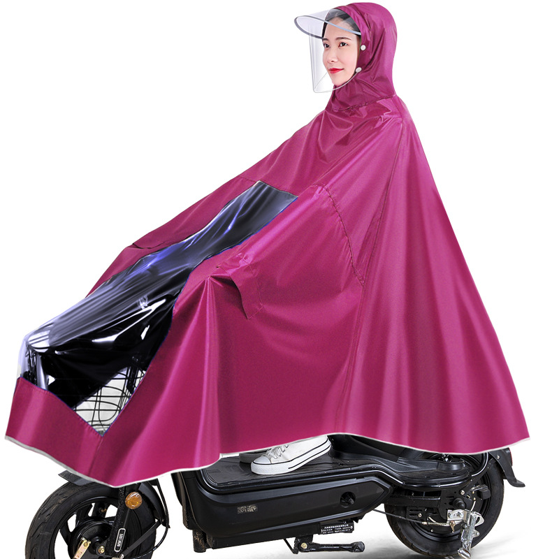 Nuevo impermeable motocicleta eléctrica batería coche montar extra-grande engrosada hombres y mujeres largo poncho a prueba de lluvia de cuerpo completo