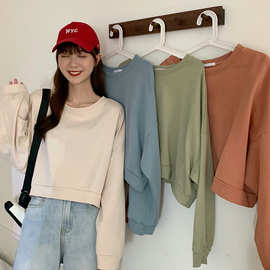 短款卫衣女ins潮设计感小众秋季薄款2024新款宽松韩版长袖上衣潮