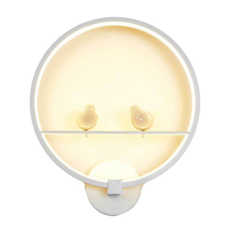 2 pájaros LED anillo lámpara de pared dormitorio lámpara Simple interior sala de estar iluminación de la escalera Comercio exterior europeo y americano lámpara de pared