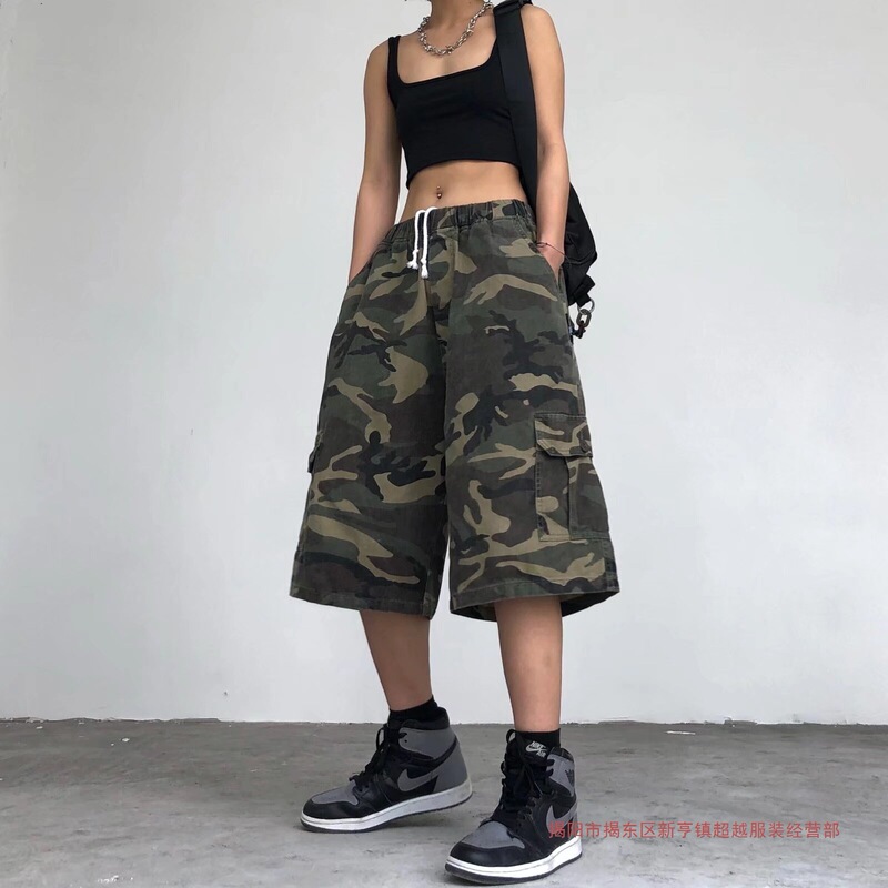 American Retro Work Shorts Summer Trendy Loose Versatile Cropped Pants High Street Cool Camouflage Casual Pants American Retro Work Shorts Summer Trendy Loose Versatile Cropped Pants High Street Cool Camouflage Casual Pants