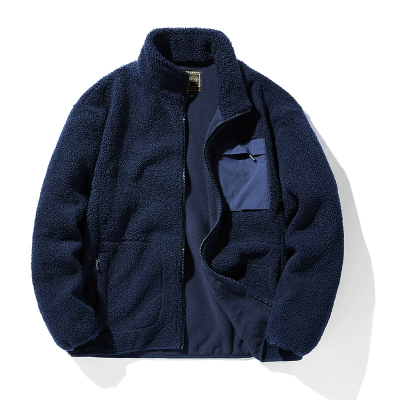 Stand -up collar grasping velvet jacket