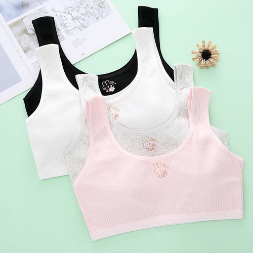 Wholesale double-sided cotton development period girls underwear for primary school girls broad-shouldered pure cotton tube top girls anti-bulge vest