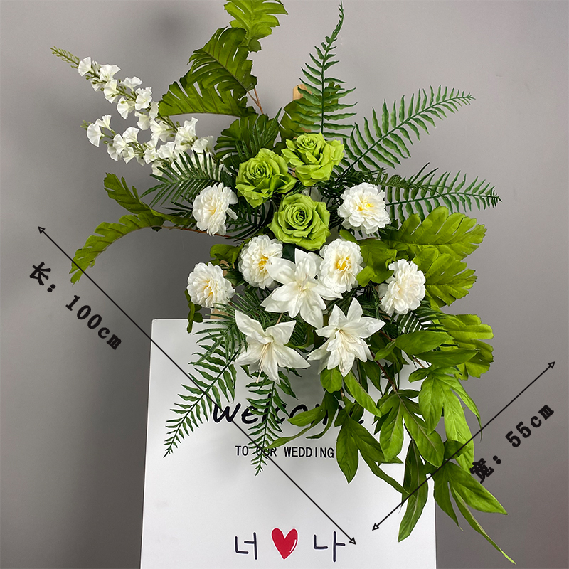 新款婚庆装饰地排花婚礼花艺T台路引花花酒店迎宾排花艺|undefined