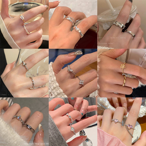 Retro niche design high-end open-mouthed ring for women, Ins trendy cool minimalist ring with elegant temperament, simple and stylish ending ring