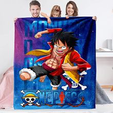 日漫海贼王法兰绒毛毯跨境路飞毯子数码印花保暖盖毯批发