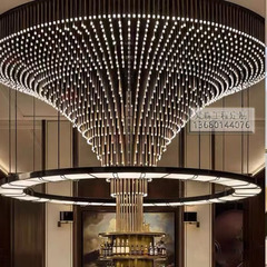 ホテルフロントシャンデリア営業部ストレート円筒形円錐形ランプアルミチューブアルミシャンデリア大型ショッピングモール中庭ランプ