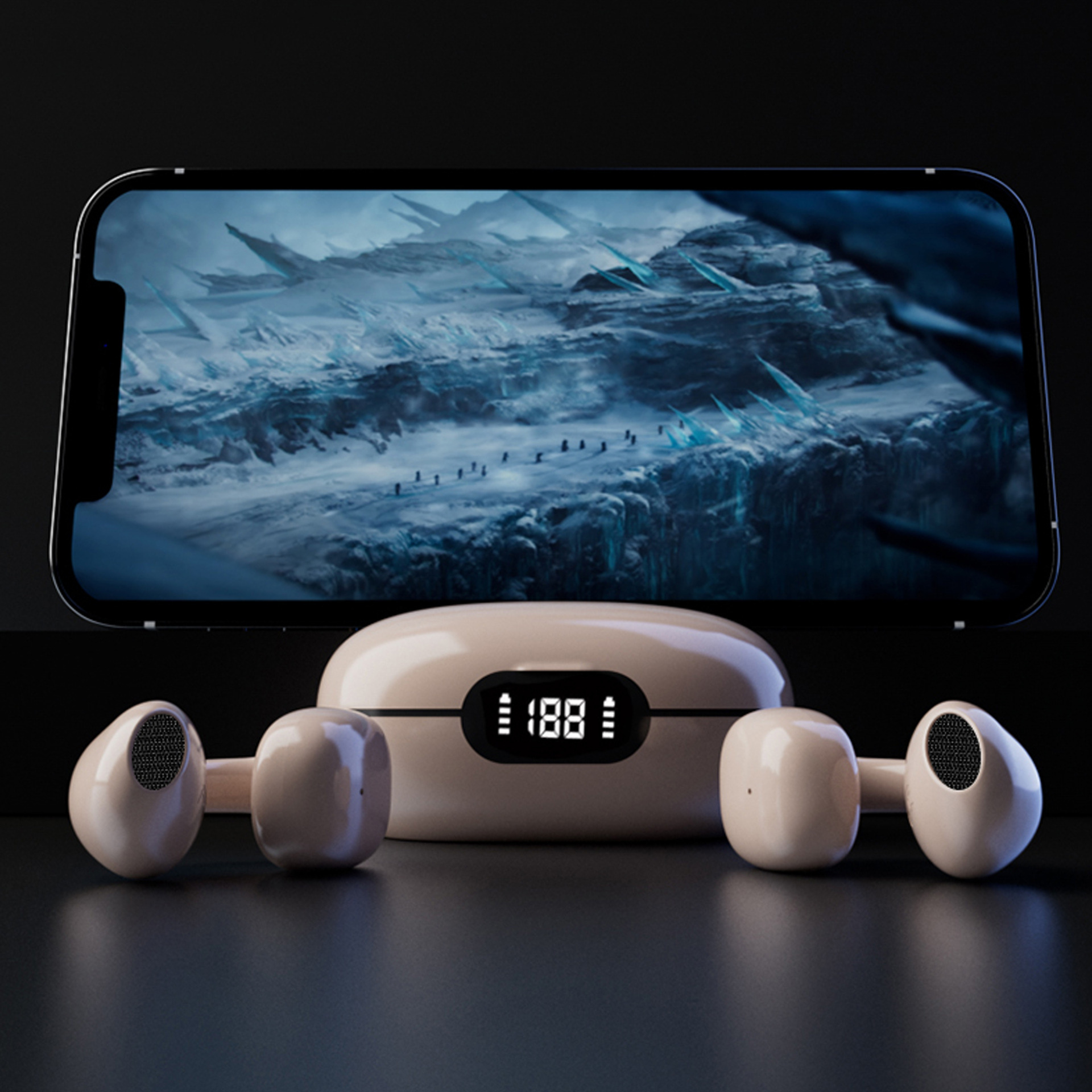 Nuevos auriculares Bluetooth Real almacén transparente inalámbrico semi-en la oreja de larga duración resistencia táctil TWS auriculares Bluetooth al por mayor image 5