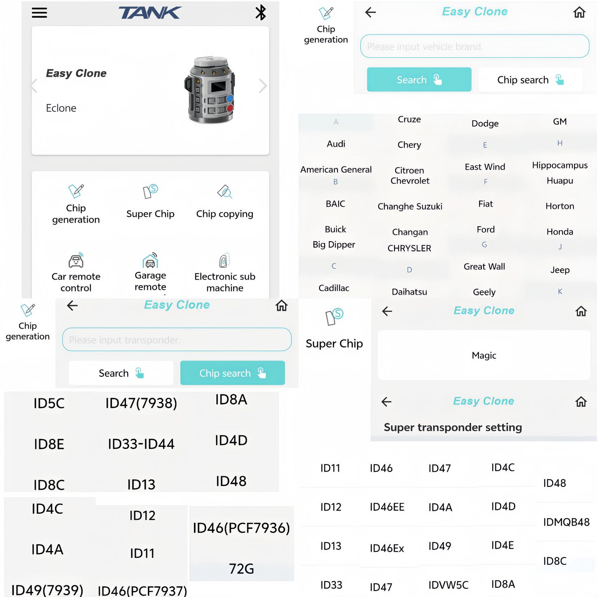 Tank 2m2 Tank Simple Clone Super Transponder Can Copy Chip Id46 Id4D Id8A Id47