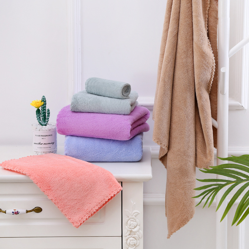 厂家销售300克珊瑚绒切边毛巾浴巾小方巾擦手巾一件代发定制 LOGO