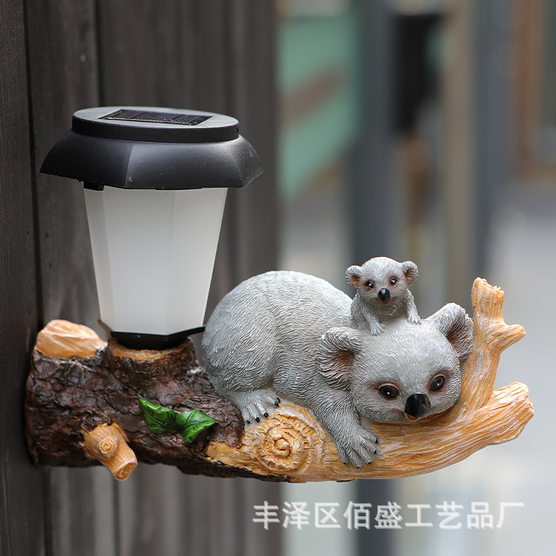 Lámpara solar transfronteriza lámpara LED para patio al aire libre búho koala árbol colgante césped jardín decoración