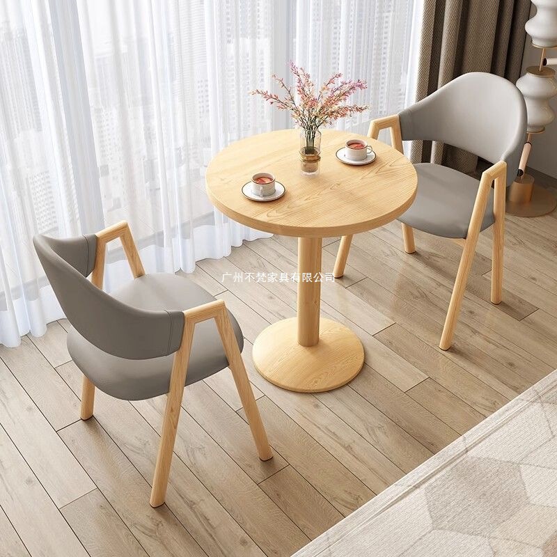 Balcony Small Round Table Tea Table Simple Negotiation Table Milk Tea Shop Office Leisure Reception Table and Chair Combination Dining Table