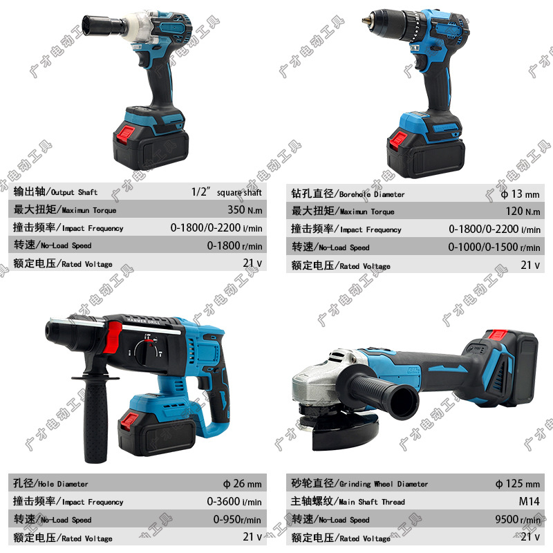 Rechargeable lithium battery electric drill set