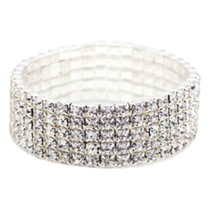 S061 Yiwu ventas directas de la fábrica de Corea de la moda Super brillante llena de diamantes de una sola fila pulsera elástica pulsera