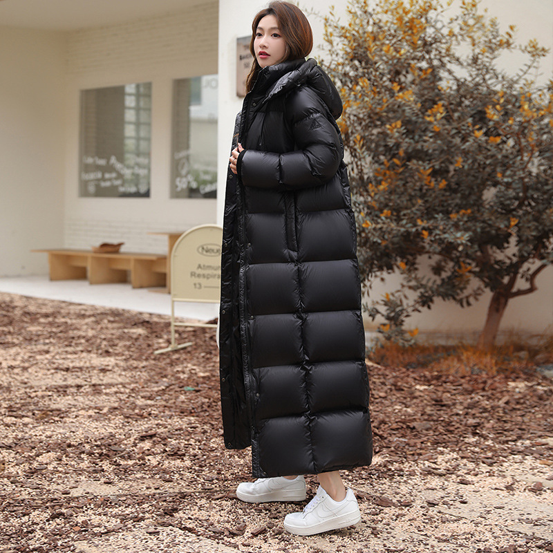 Aidanmon 95 White Duck down Black Gold down Jacket Women's 2025 New Over-The-Knee Extra Long Winter Thickened Jacket Women