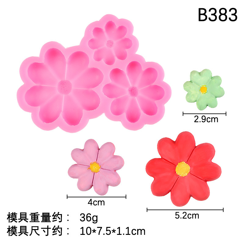 Nueva flor girasol trébol de cuatro hojas molde de silicona molde de hoja de yeso de aromaterapia de marca de decoración de pastel de chocolate