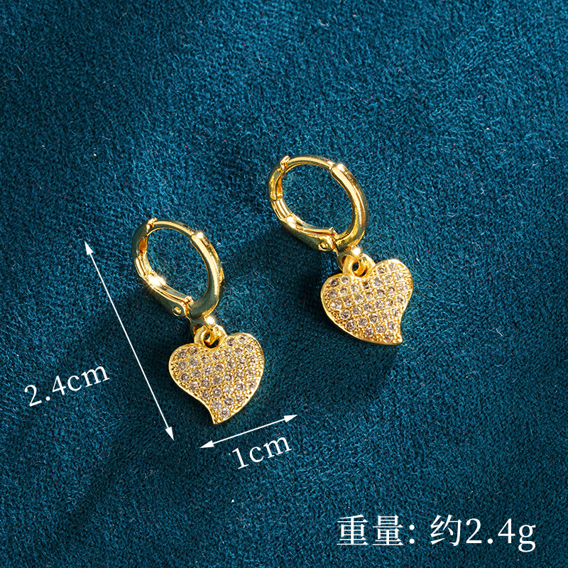 Collar de oro de arena vietnamita, cadena de clavícula de circón de color con incrustaciones, pendientes geométricos en forma de corazón, joyería transfronteriza europea y americana femenina de moda