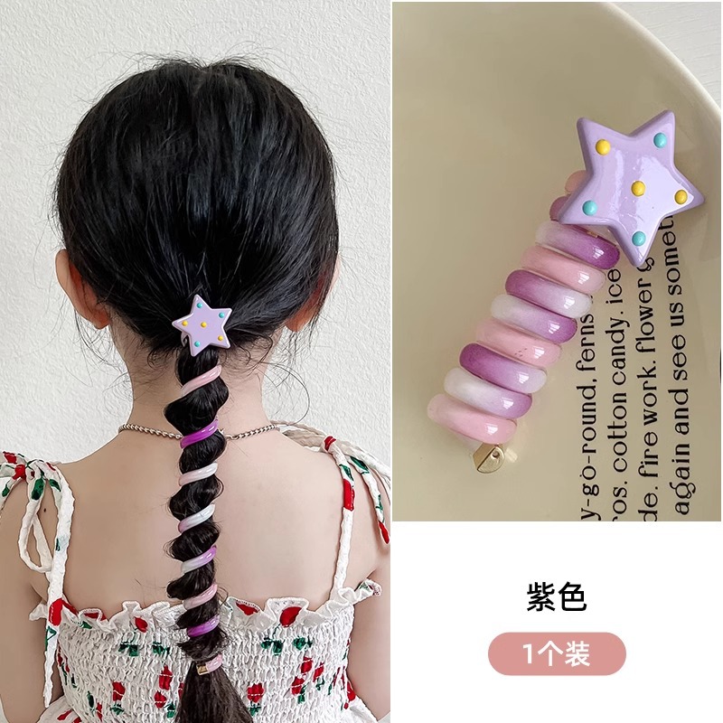 Línea telefónica Círculo para el cabello Rainbow Star Roll para niños alrededor de la cuerda para el cabello para niñas con banda de goma para el cabello nuevo accesorio para el cabello cuerda para la cabeza para mujeres
