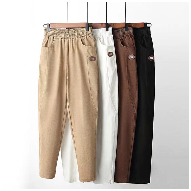 A generation of new middle-aged women's pants loose elastic waist Harlan pants high waist straight casual pants women