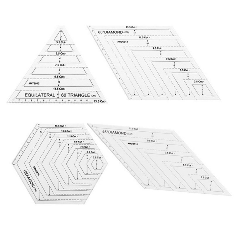Regla acrílica de 4 piezas