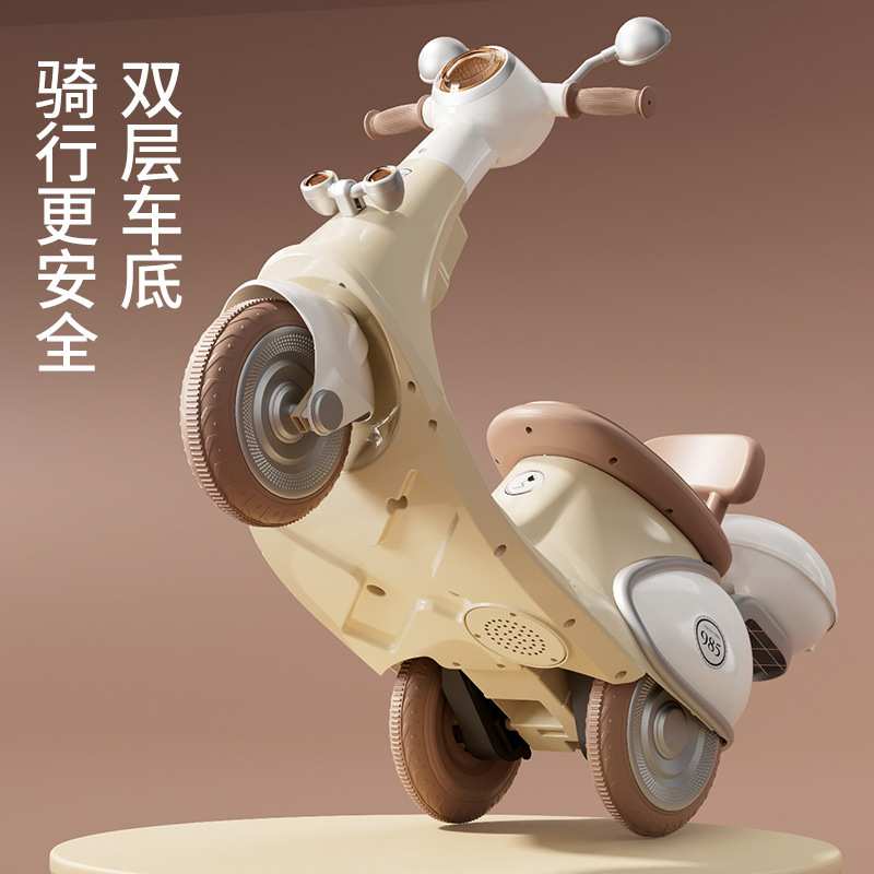 Motocicleta eléctrica para niños de 1 - 3 - 6 años de edad, bebé masculino y femenino al aire libre puede ser una persona cargada, coche de dibujos animados de control remoto se puede montar