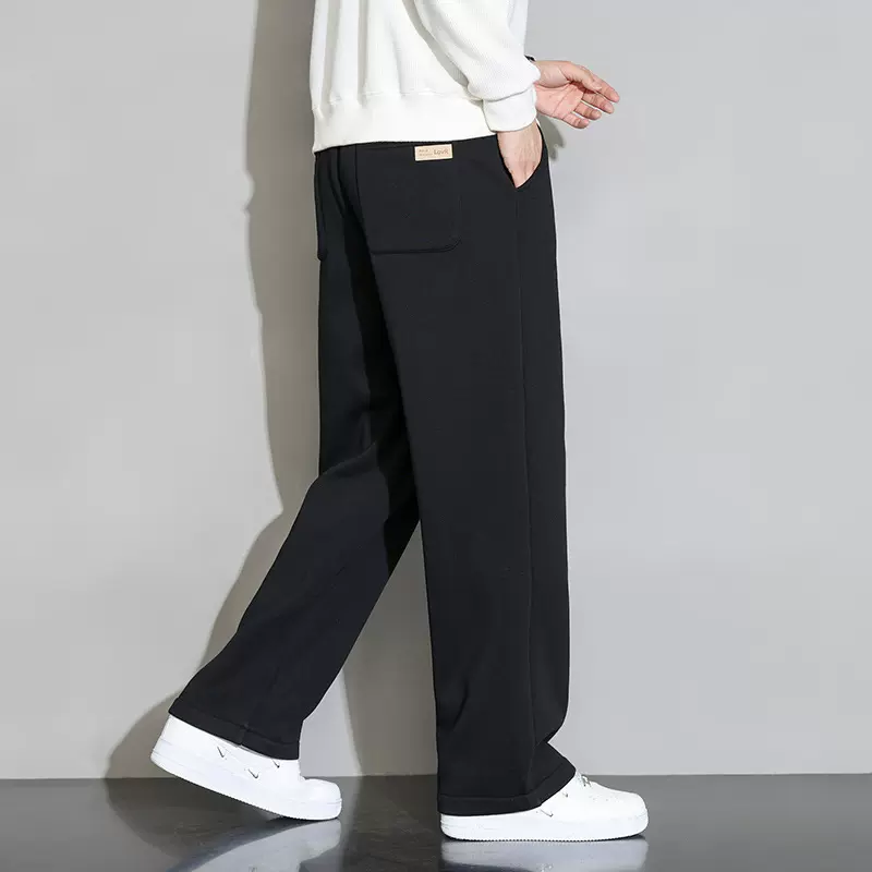 春季阔腿裤子男士百搭直筒宽松运动休闲长裤子黑色卫裤2026新款潮