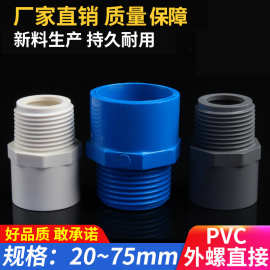 PVC给水管外牙直接 直通外丝接头20 25 32 40 50 63 75 90 白蓝灰