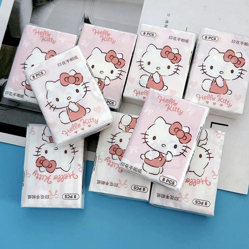 Printed Handkerchief Paper KT Cat Patch Dog Printed Tissue Student Portable Small Bag Facial Tissue Toilet Paper Napkin
