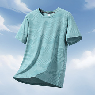 Ice Silk Short-Sleeved T-Shirt for Men and Women in Summer, Thin, Breathable, Fattened, Loose, Quick-Drying T-Shirt, Large Size, Cool Sports Half-Sleeve