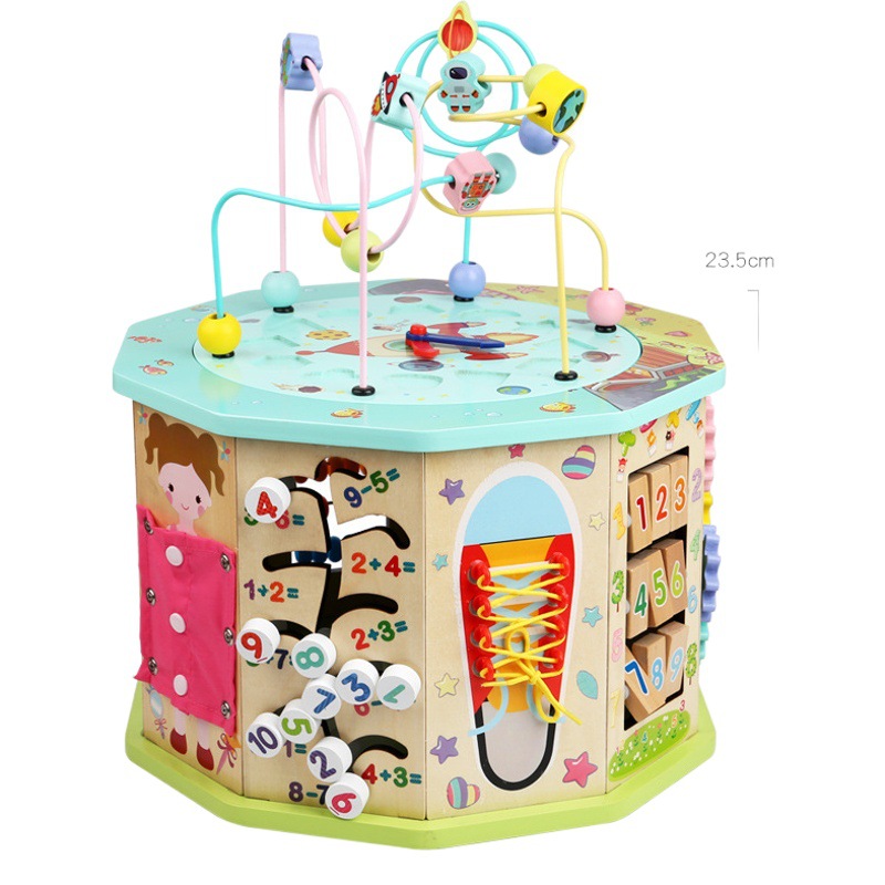 Cuentas multifuncionales de madera caja de tesoro grande juguetes 1-3-6 AÑOS NIÑOS educación temprana rompecabezas cuentas de madera juego