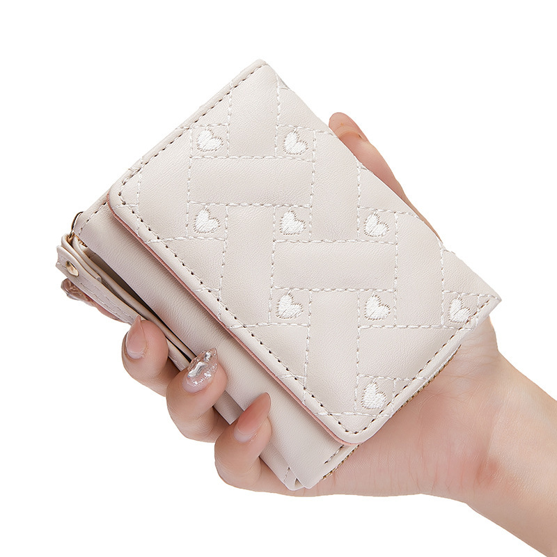 工場の新しい女性のショートウォレットシンプルな刺繍ラブPU 80% offバッグカードホルダーマルチカードスロット財布卸売|undefined