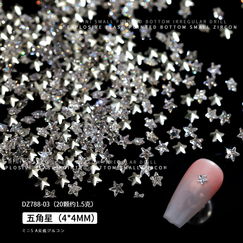 Nail accessories 5A pointed bottom micro zircon flash color light small size mini pile Diamond special-shaped diamond nail diamond accessories