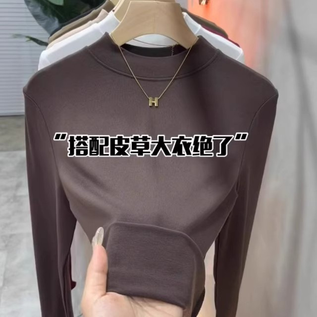 Half-High Collar Long-Sleeved Bottoming Shirt for Women, New Autumn and Winter Style, Paired with a Small Chanel-Style Blazer, Modal Inner Top