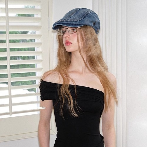 Japanese retro distressed denim forward girl street casual versatile beret hat spicy girl duckbill hat painter's hat