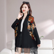 洋气妈妈装秋季薄款披肩针织衫中年女士新款时尚外套中老年女装