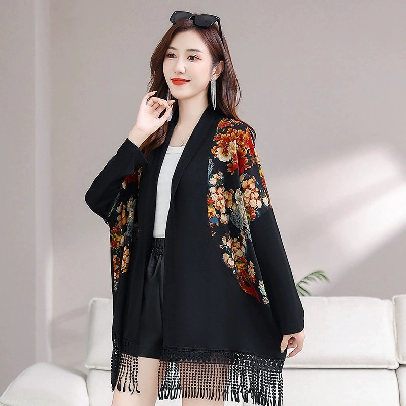 Иностранная мама наряд осенний тонкий шаль вязаный свитер для женщин средних лет новый модный пальто для женщин среднего и пожилого возраста