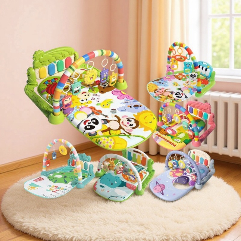 婴儿脚踏琴玩具新生儿宝宝音乐健身架脚踏钢琴东南亚音乐毯邮购盒