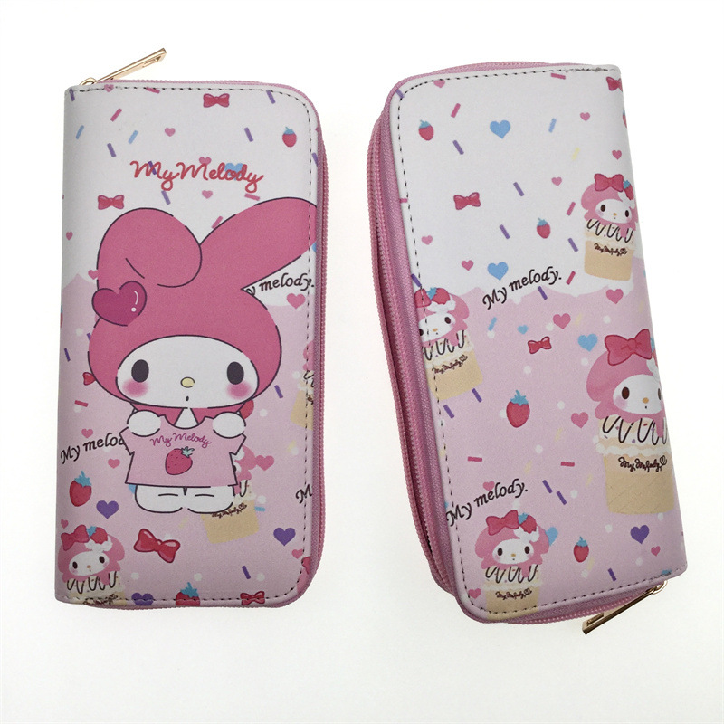 Cartera de dibujos animados lindo princesa KT gato cremallera gran capacidad estudiante chica monedero embrague titular la tarjeta