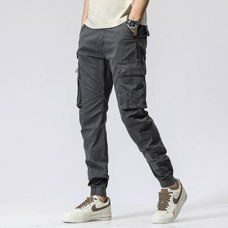 Summer Men's Sports Casual Jogger Pants Trendy Brand Durable Washed Cargo Pants Multi-Pocket Long Pants Cross-Border Amazon