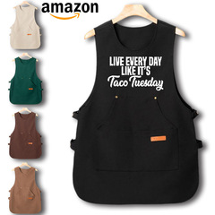 アマゾンの新しいカスタムロゴ馬甲エプロン防水防油ファッション飲食コーヒースーパー専用作業服