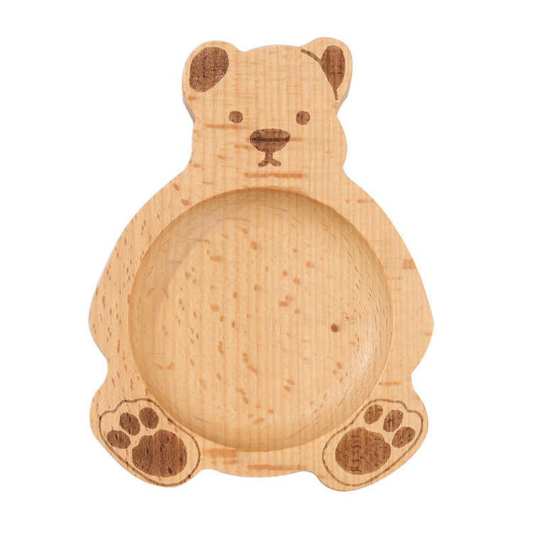 Plato pequeño de madera de haya estilo japonés con forma de oso, plato pequeño de madera maciza para el hogar, plato para salsa y vinagre de restaurante de hotel con diseño de dibujos animados, personalizable con logotipo.