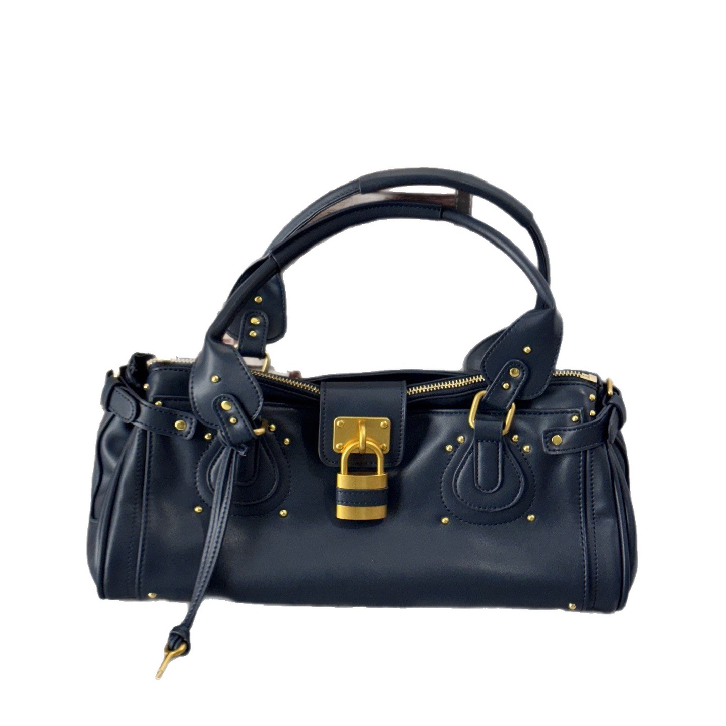 Retro Rivet Shoulder Bag Y2k Style Distressed Lock Handbag_voghion.com