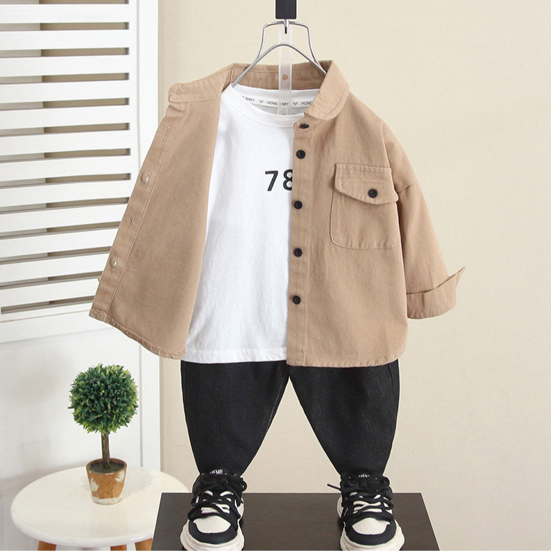 6269 Chaqueta de otoño para niños 2025 primavera y otoño nuevo estilo rebeca delgada para niños bebé hermosa camisa de manga larga marea