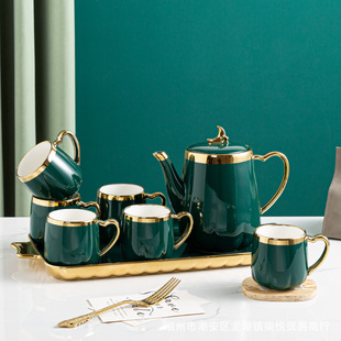 Modern light luxury style ceramic water cup teapot Kettle tea cup set suit household coffee cup water set gift box