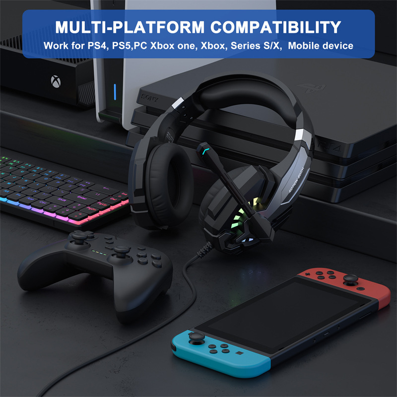 卓G9000PLUSコンピュータのヘッドフォンのヘッドセット式の有線ゲームの電気競争の耳の麦はマイクのPS4-5を持っています。|undefined