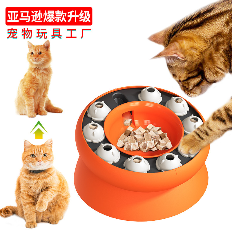 Amazon Pet Cat Bowl Cat Roulette Turntable Toy Rotating Food Leakage Feeding Cat Bowl Educational Cat Toy Supplies
