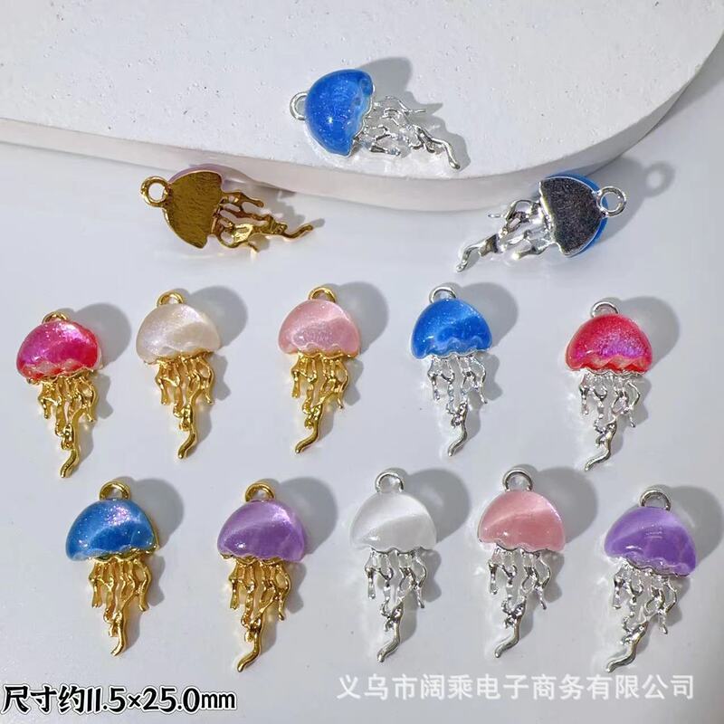 Fantasy Ocean Stereo Fantasy Fine Glitter Jellyfish Pendant Pendant DIY Beaded Bracelet Necklace Earrings Alloy Accessories